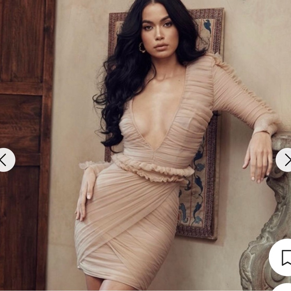 House of CB Elegant Nude Long Sleeve Dress